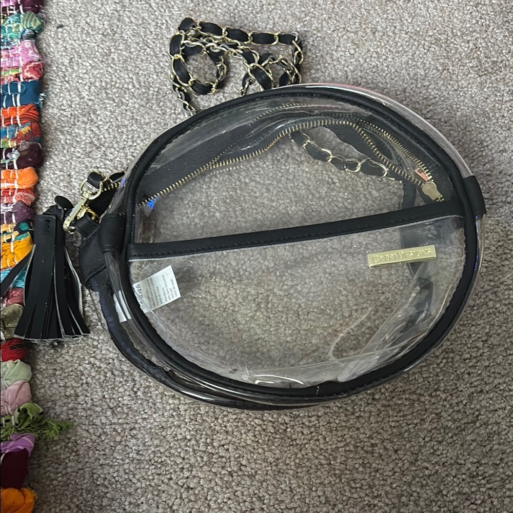 Clear Round Crossbody Bag with Black Trim